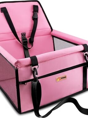 Pink Small Pet Car Booster Seat with Safety Straps
